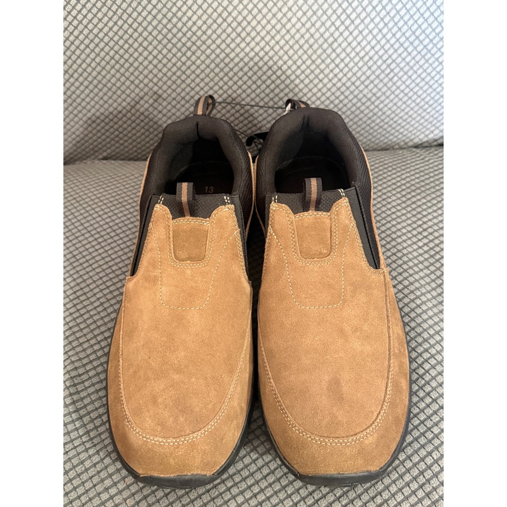 George Mens Rugged Moc Genuine Suede Memory Foam Slip On Shoes Brown 13